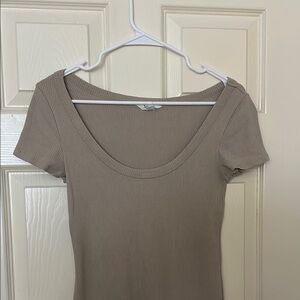 Classic Tan Ribbed Women's Dress